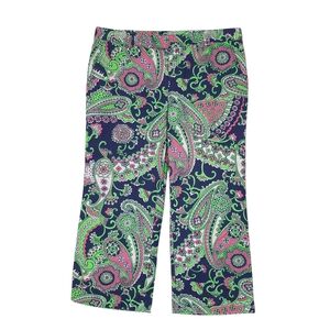 Lilly Pulitzer capris pants vintage white label paisley preppy vacation beach